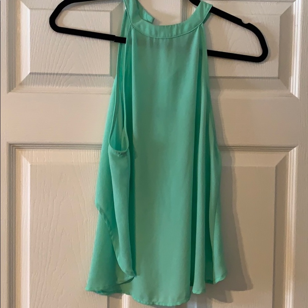 ASTR - bright teal/green high neck, open back top